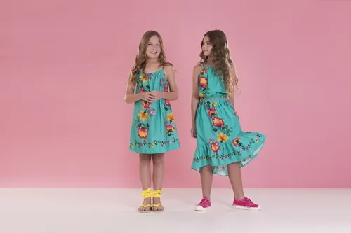 CONJUNTO BLUSA COM SAIA ESTAMPA FLORAL VERDE PRECOCE LCJ3526