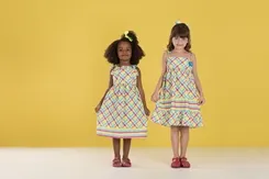 VESTIDO PALA E ALÇA DE AMARRAÇÃO BARRADO PRECOCE M6VT3487