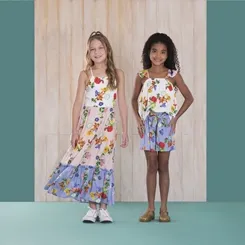CONJUNTO BLUSA COM SHORT ESTAMPA FLOR HORTENCIA PRECOCE LCJ3518