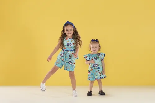 VESTIDO PALA E BABADO ESTAMPA PLANETA PRECOCE BVT3418