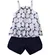 CONJUNTO BATA ALÇA RENDADA ESTAMPA MARGARIDAS COM SHORT MARINHO PRECOCE LCJ3523