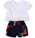CONJUNTO BLUSA BRANCA COM SHORT ESTAMPA FLOR DE GUARANA PRECOCE BCJ3400