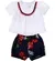 CONJUNTO BLUSA BRANCA COM SHORT ESTAMPA FLOR DE GUARANA PRECOCE BCJ3400