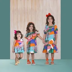 VESTIDO LAÇO ESTAMPA PICNIC NO PARQUE PRECOCE M6VT3507