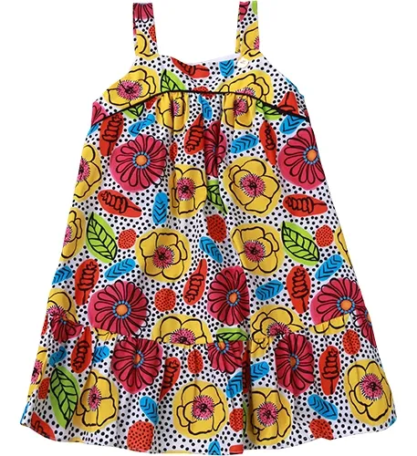 VESTIDO PALA ABAULADA ESTAMPA RODA DE FLORES PRECOCE M1VT3478