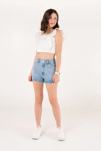BLUSA CROPPED COM BABADOS DIMY BLU83222
