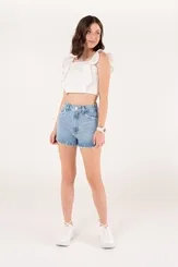 BLUSA CROPPED COM BABADOS DIMY BLU83222