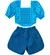 CONJUNTO CROPPED COM SHORT COM BOLSOS ESTAMPA ABACAXI COM FUNDO TURQUESA PRECOCE LCJ3519