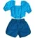 CONJUNTO CROPPED COM SHORT COM BOLSOS ESTAMPA ABACAXI COM FUNDO TURQUESA PRECOCE LCJ3519