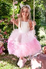 VESTIDO FESTA BABADOS TULE DEGRADE PITUCHINHUS 24658