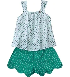 CONJUNTO BLUSA COM SHORT COM BARRA ONDULADA ESTAMPA MARGARIDAS PRECOCE M2CJ3451