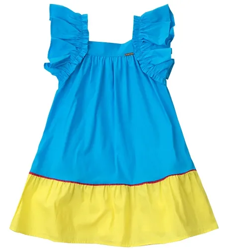 VESTIDO BABADO SOBREPOSTO NA ALÇA GALLES BARRA AMARELA PRECOCE M2VT3481