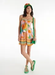 VESTIDO DETALHE AMARRAÇÃO ESTAMPA FLORAL COLOR COLCCI 0445300951