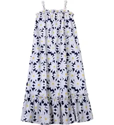 VESTIDO BABADINHO DECOTE ESTAMPA MARGARIDAS RENDADAS PRECOCE M6VT3512