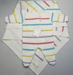 KIT SAIDA MATERNIDADE DETALHE LISTRAS COLORIDAS MINI LADY 03291