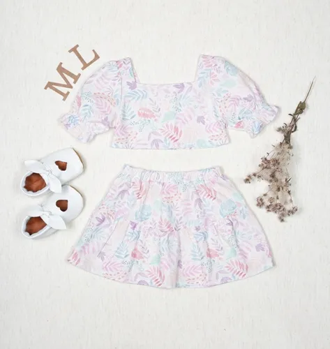 CONJUNTO BLUSA E SAIA DETALHE ELASTICO NA CINTURA MINI LADY 03343