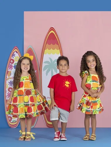 VESTIDO RECORTES ESTAMPA FRUTAS DA ESTAÇÃO PRECOCE M1VT3674