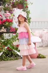 VESTIDO TULE BABADOS ARCO IRIS PITUCHINHUS 24850