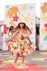 VESTIDO ALGODÃO ESTAMPA FLORES COLORIDAS PITUCHINHUS 24939