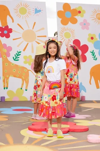 SAIA SHORT ALGODÃO MIDI MIX ESTAMPA PITUCHINHUS 24944
