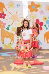 SAIA SHORT ALGODÃO MIDI MIX ESTAMPA PITUCHINHUS 24944