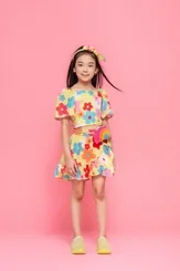 SAIA SHORT ALGODÃO FLORES COLORIDAS PITUCHINHUS 24955