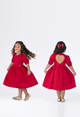 VESTIDO DETALHE CORAÇÃO COSTAS GALLES PRECOCE M1VT3613