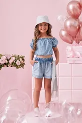 SHORT JEANS FINO MONOGRAMA CRISTAL PITUCHINHUS 24902