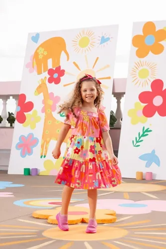 VESTIDO ALGODÃO BABADOS MIX PITUCHINHUS 24941