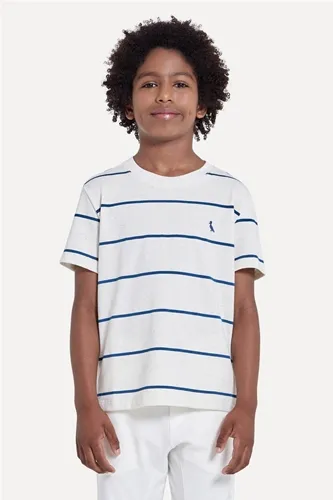 CAMISETA LINHO SOL LISTRAS AZUL PETROLEO MINI RESERVA 0073035