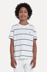 CAMISETA LINHO SOL LISTRAS AZUL PETROLEO MINI RESERVA 0073035