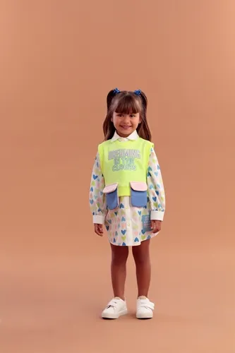 CONJUNTO CAMISA COLORIDA CORAÇÃO COM CROPPED PETIT CHERIE 51118022078