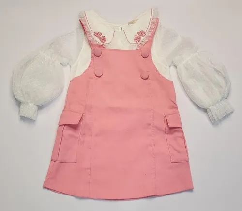 CONJUNTO BLUSA DETALHE MANGA COM JARDINEIRA PETIT CHERIE 51118022510