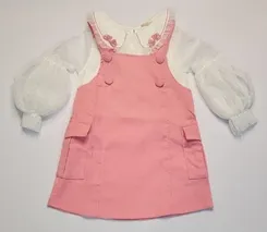 CONJUNTO BLUSA DETALHE MANGA COM JARDINEIRA PETIT CHERIE 51118022510