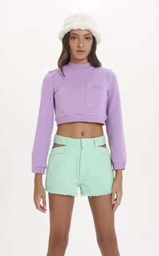 SHORT BOYFRIEND DE SARJA COM BARRA DESFIADA E DETALHE VAZADO DIMY SHO83380
