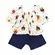 CONJUNTO BLUSA MANGA BUFANTE COM SHORT ESTAMPA TULIPAS BAILARINAS PRECOCE M2CJ3839