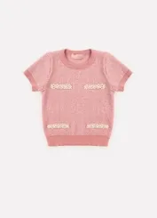 BLUSA TRICOT MONOGRAMA LUREX PÉROLAS PITUCHINHUS 25380