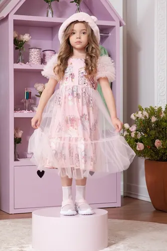 VESTIDO TRICOLINE ATELIER TULE FRUFRU MANGA PITUCHINHUS 25412