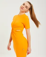 VESTIDO CANELADO DETALHE TORCIDO E ABERTURA NAS COSTAS COLCCI 0445300994