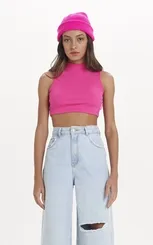 BLUSA CROPPED COM GOLA ALTA DIMY BLU83319