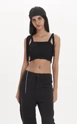 BLUSA JUSTA DE TULE FRANZIDO COM ALÇAS PARA AMARRAR DIMY BLU83500