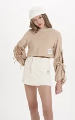 MOLETOM CROPPED DETALHE VAZADO COM TUNEL NA MANGA DIMY MOL83434