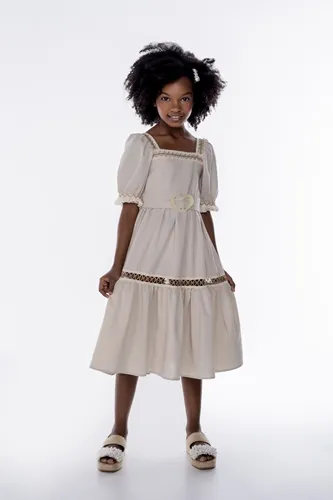 VESTIDO MIDI COM ENTREMEIOS E FAIXA NA CINTURA LULUZINHA 090564123