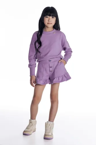 CONJUNTO EM MOLETOM BLUSA E SHORT COM BABADINHO LULUZINHA 940587123