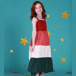 VESTIDO ELÁSTICOS NAS COSTAS MULTICOLOR PRECOCE LVT3941