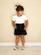 CONJUNTO BLUSA GOLA DE RENDA COM SHORT PRETO PRECOCE M2CJ3858