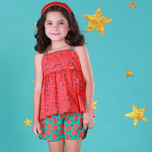 CONJUNTO BATA FRANZIDA COM SHORT EST. MAÇÃS PRECOCE MCJ3842