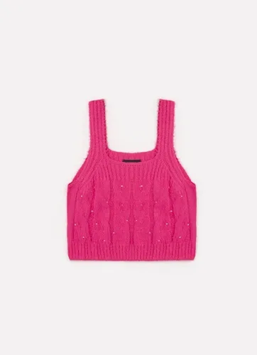 TOP TRICOT CROPPED TRANÇAS SEM COSTURA CRISTAIS PERFUMARIA 25807