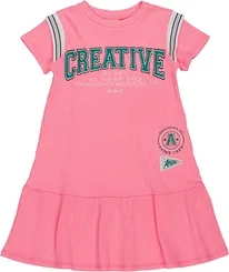 VESTIDO CANELADO NEON ROSA