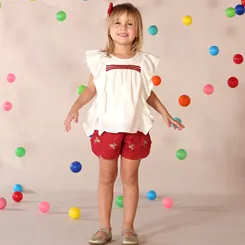 CONJUNTO  BLUSA BABADINHO ESTAMPA PÁSSARO PRECOCE M2CJ3831